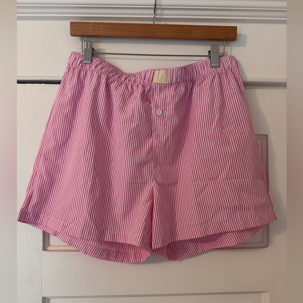 Pink Striped Women's Elastic-Waist Shorts